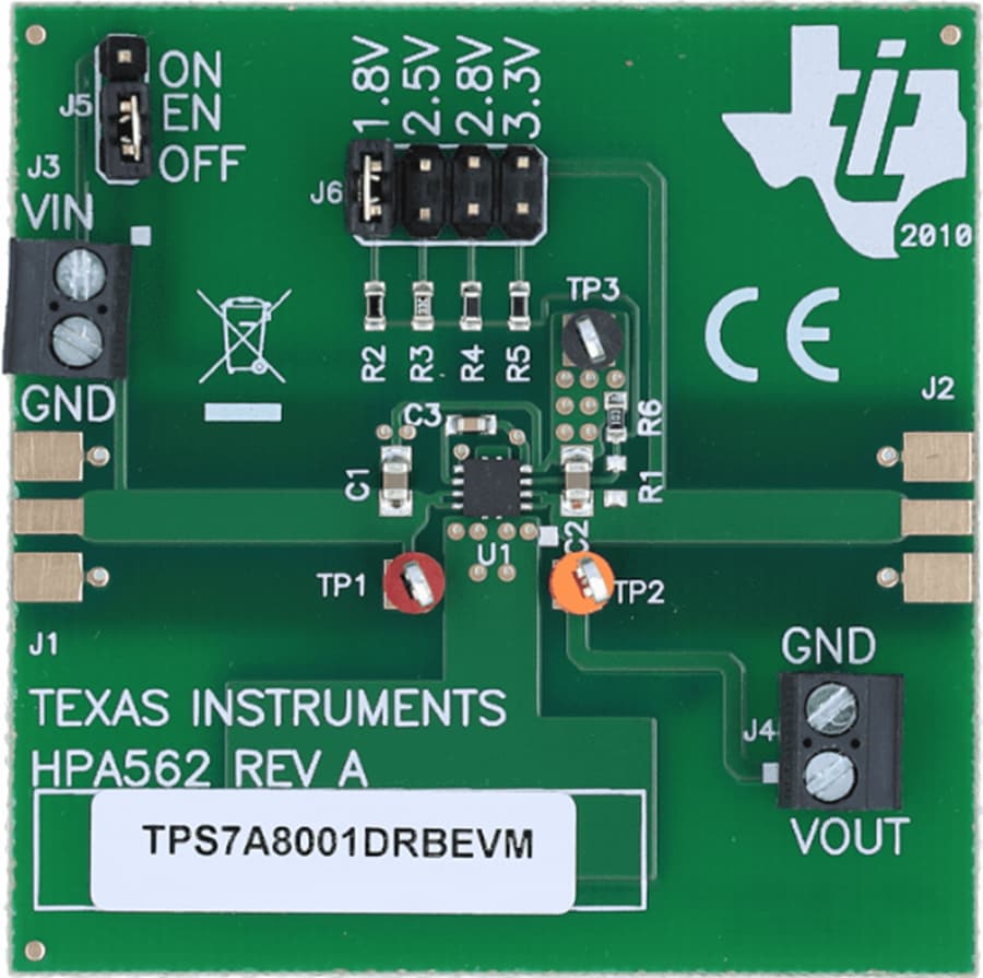 機械図面 - Texas Instruments TPS7A8001DRBEVM評価モジュール（EVM）