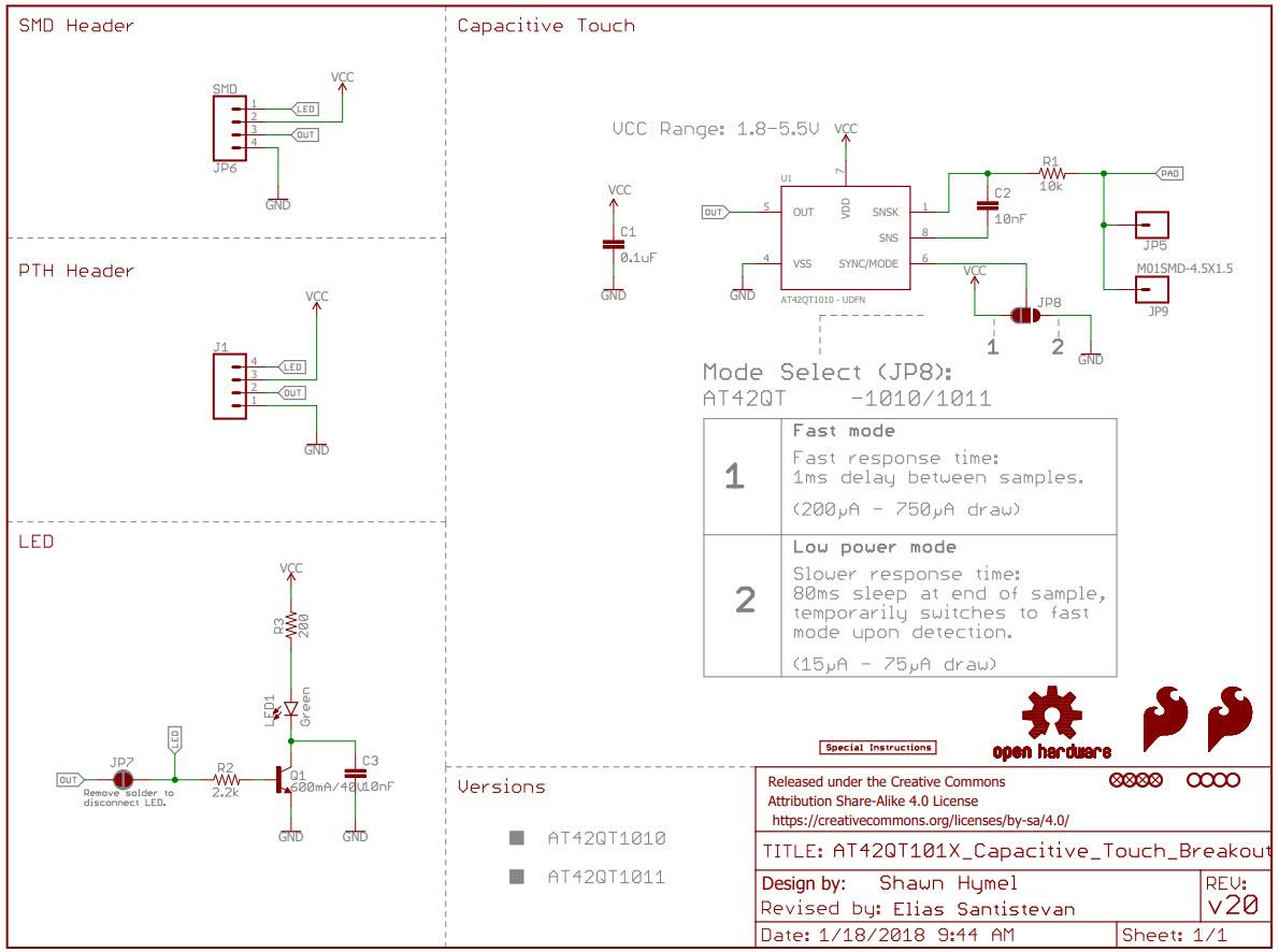 回路図 - SparkFun 静電容量式タッチブレイクアウト