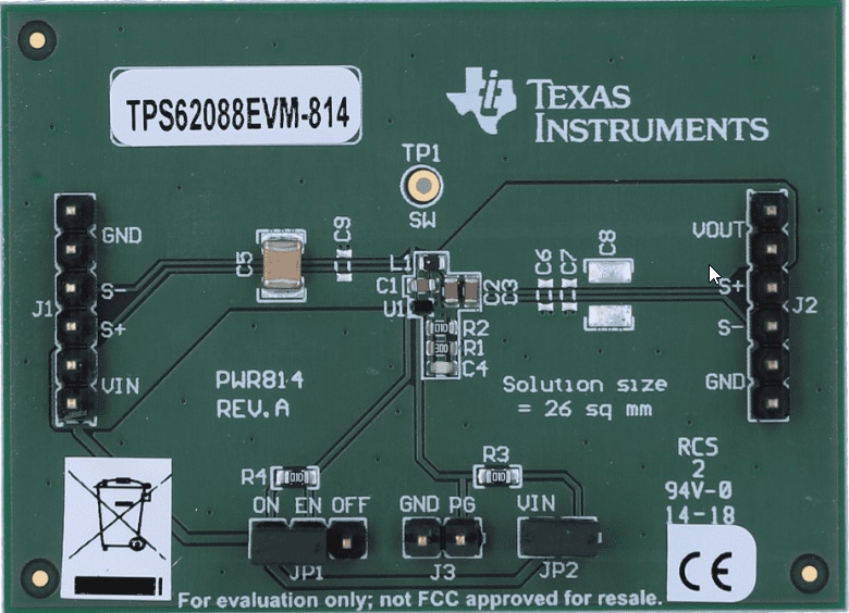 機械図面 - Texas Instruments TPS62088EVM-814コンバータ評価モジュール（EVM）