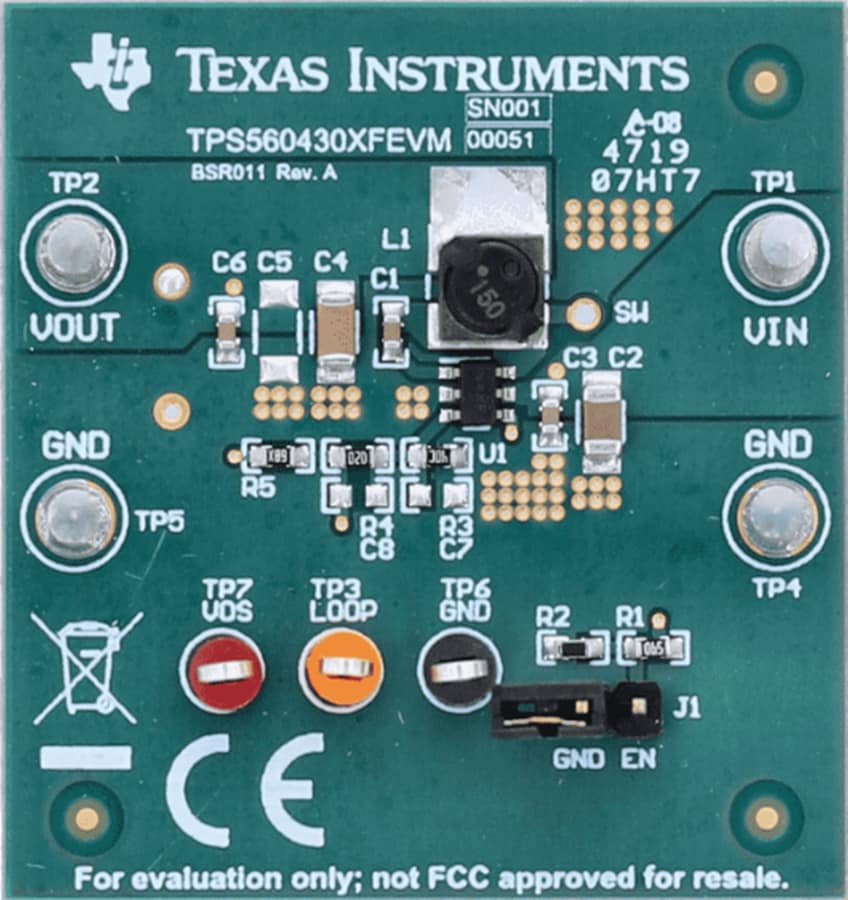 機械図面 - Texas Instruments TPS560430XFEVM評価モジュール (EVM)