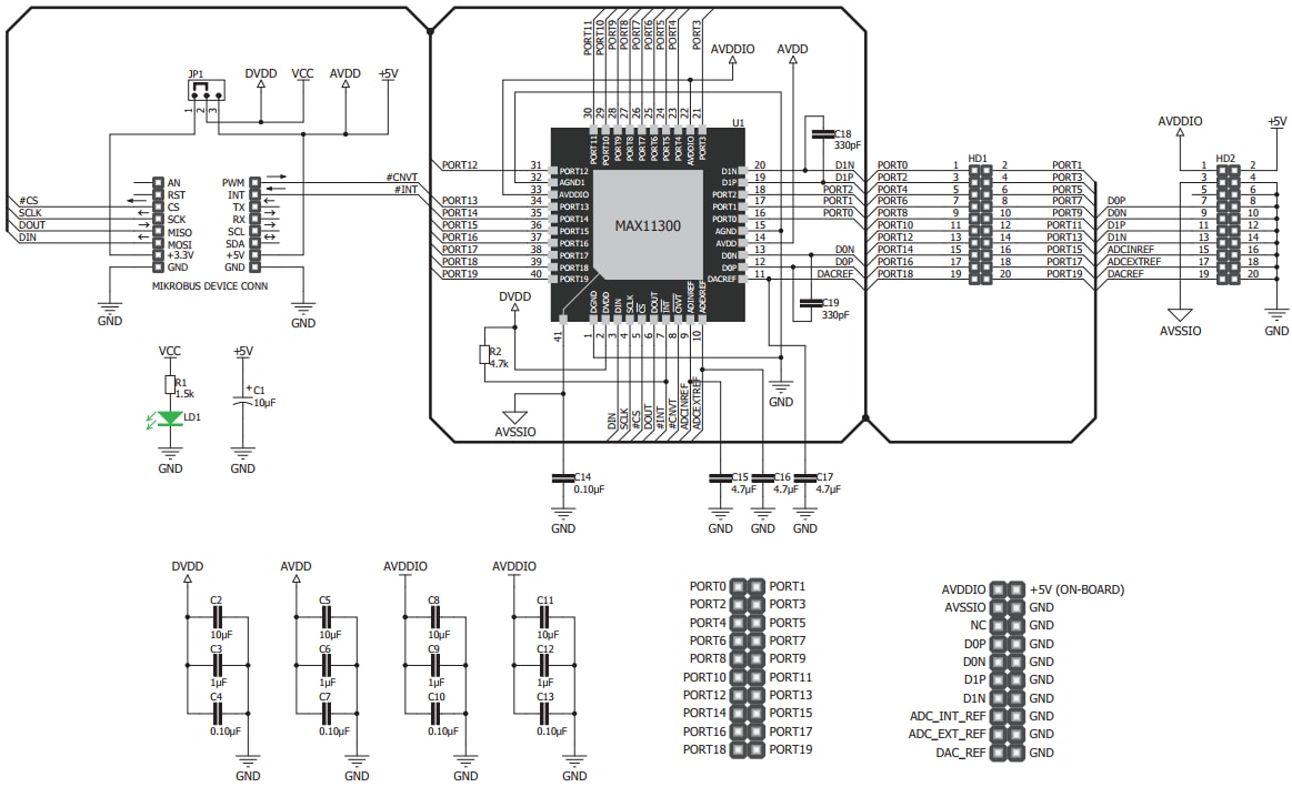 回路図 - Mikroe PIXI™ Click Board