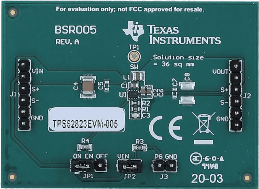 機械図面 - Texas Instruments TPS62823EVM-005コンバータ評価モジュール (EVM)