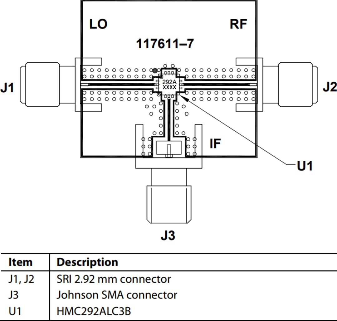 機械図面 - Analog Devices Inc. EV1HMC292ALC3B評価ボード