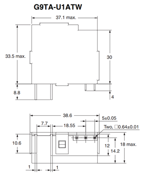 機械図面 - Omron Electronics G9TA ACパワーラッチリレー