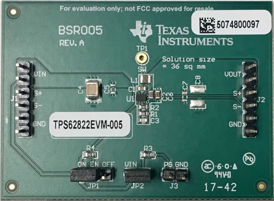 機械図面 - Texas Instruments TPS62822EVM-005評価モジュール（EVM）