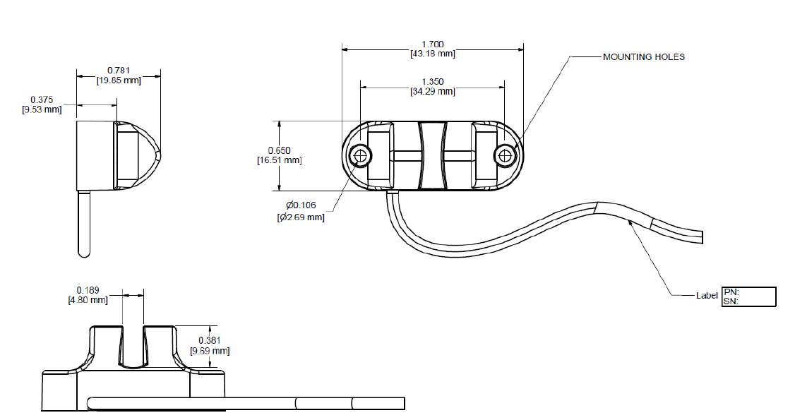 機械図面 - TE Connectivity / Measurement Specialties AD-101気泡検出器