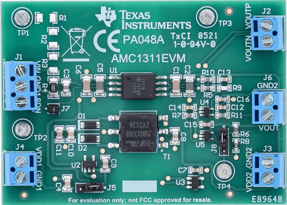 機械図面 - Texas Instruments AMC1311EVM評価モジュール