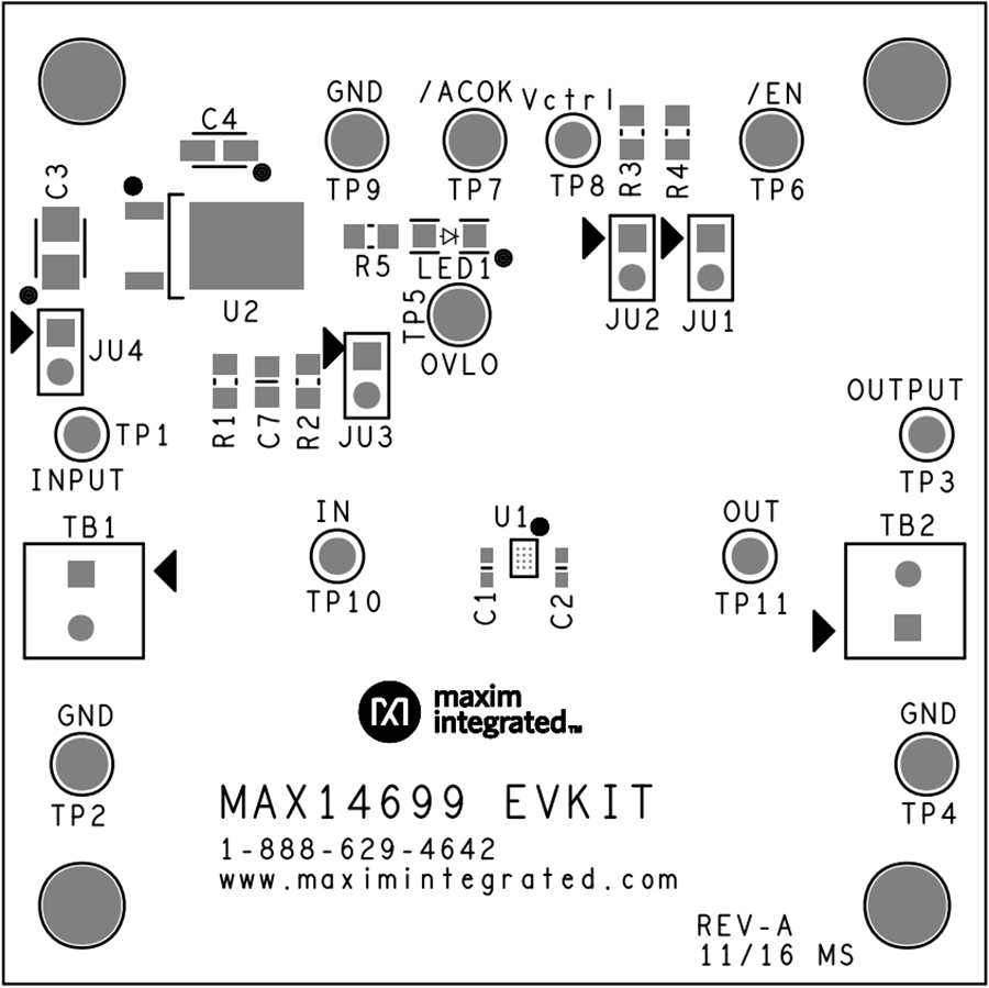 機械図面 - Analog Devices / Maxim Integrated MAX14699評価キット