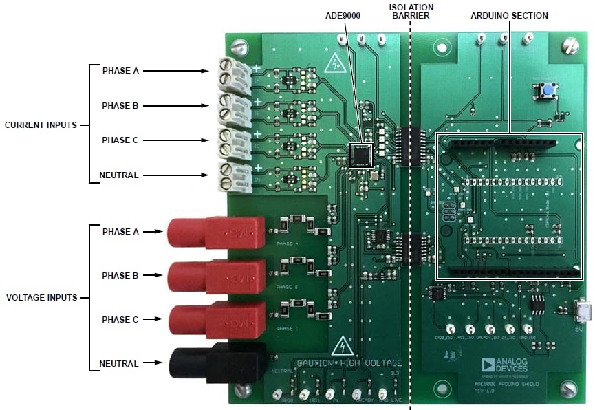 ブロック図 - Analog Devices Inc. EV-ADE9000SHIELDZ Arduinoシールド