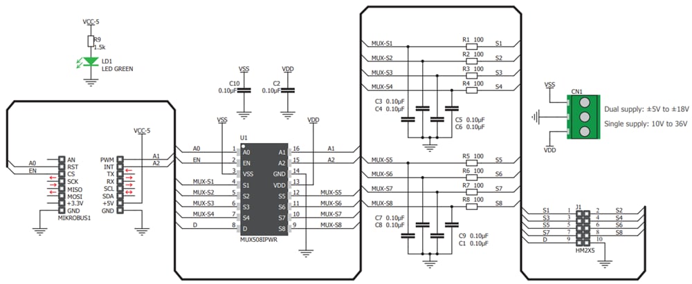 回路図 - Mikroe MUX 2 click (MIKROE-3245)