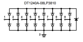 回路図 - Diodes Incorporated DT1240A TVSダイオードアレイ