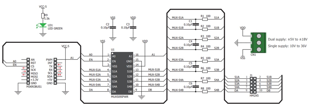 回路図 - Mikroe MUX click (MIKROE-3247)