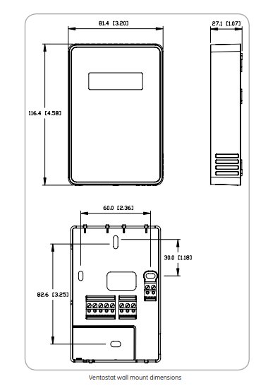 機械図面 - Amphenol Advanced Sensors T8000 CO2、湿度、温度トランスミッタ