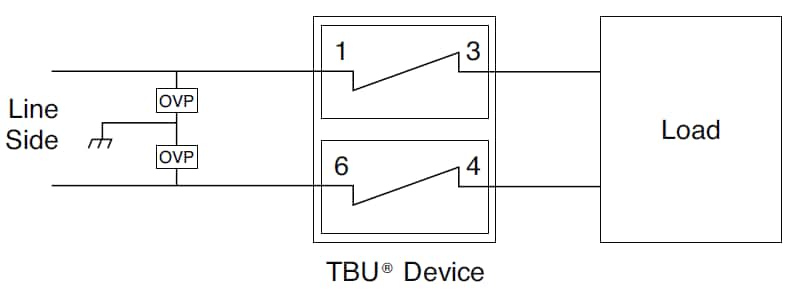 アプリケーション回路図 - Bourns TBU®-DB-Q高速製品