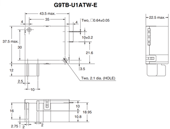 機械図面 - Omron Electronics G9TB ACパワー・ラッチングリレー