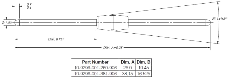 機械図面 - KYOCERA AVX STRIPT™ 10-9296ジャンパと2.5mm Poke-Homeコンタクト