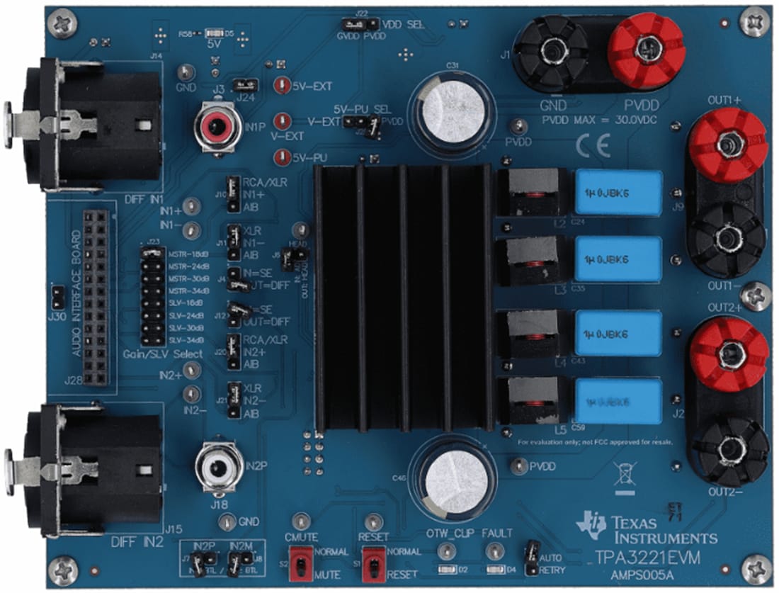 機械図面 - Texas Instruments TPA3221EVM HD-オーディオ評価モジュール（EVM）