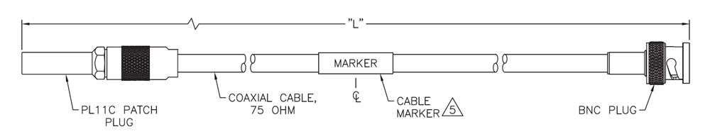 機械図面 - Trompeter / Cinch Connectivity Solutions Mini-WECo to BNCパッチケーブル