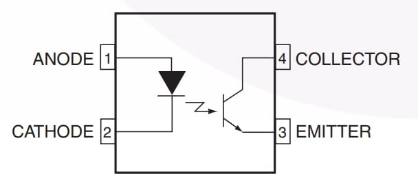 回路図 - onsemi / Fairchild フォトトランジスタ出力オプトカプラ