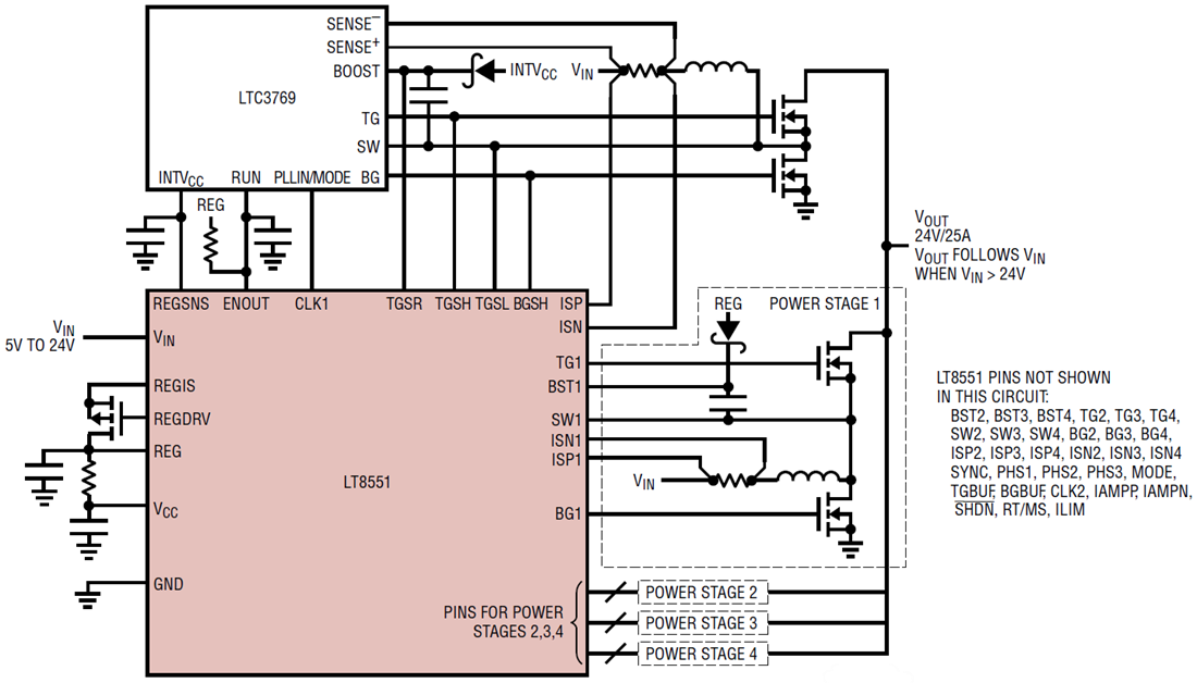 アプリケーション回路図 - Analog Devices Inc. LT8551多相エキスパンダ