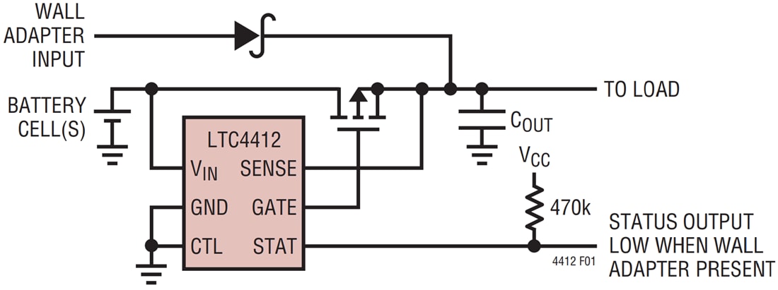 アプリケーション回路図 - Analog Devices Inc. LTC4412低損失PowerPath™コントローラ