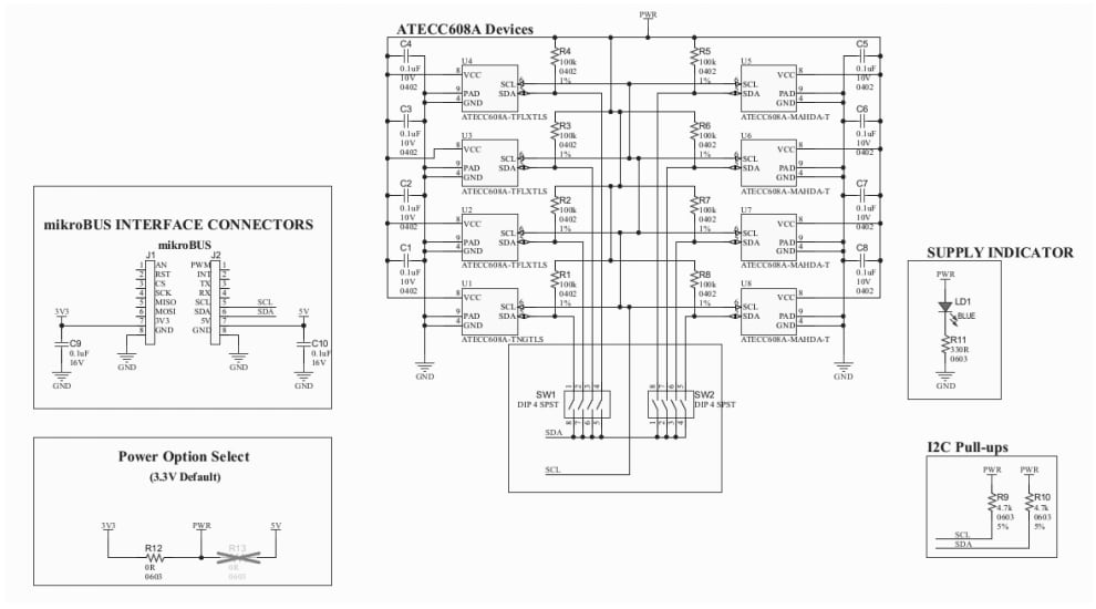 回路図 - Microchip Technology ATECC608A DT100104 Trust開発ボード