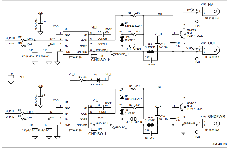 回路図 - STMicroelectronics EVALSTGAP2SMデモボード