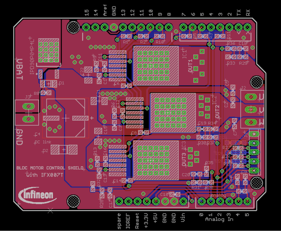 機械図面 - Infineon Technologies BLDCSHIELIFX007T (BL)DCモータ制御シールド