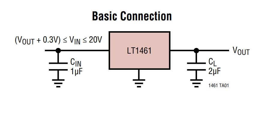 アプリケーション回路図 - Analog Devices Inc. LT1461シリーズ電圧リファレンス