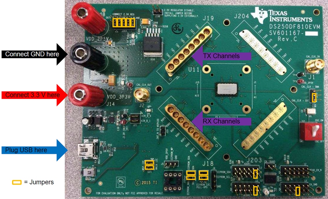 機械図面 - Texas Instruments DS250DF810EVMリタイマ評価モジュール（EVM）