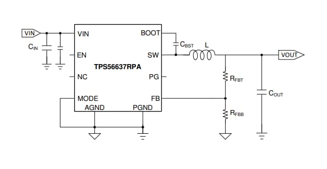 回路図 - Texas Instruments TPS56637 6A同期バックコンバータ