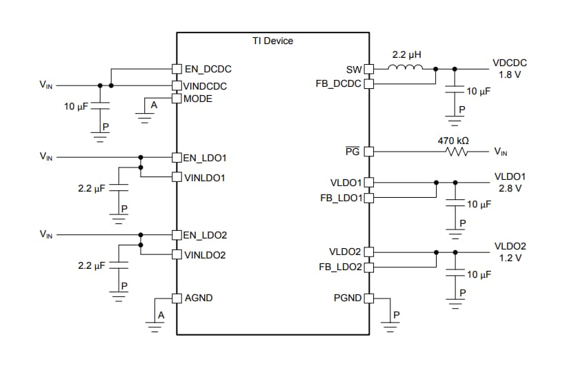 回路図 - Texas Instruments TPS650002-Q1 SVSパワーマネジメントIC