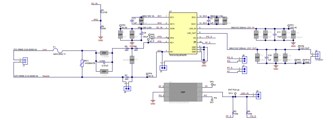 回路図 - Texas Instruments TPS7A78EVM-011評価モジュール