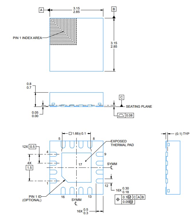 機械図面 - Texas Instruments TPS61391ブーストコンバータ