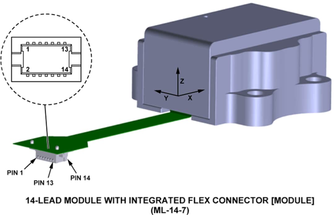 機械図面 - Analog Devices Inc. ADcmXL3021 3軸振動センサ