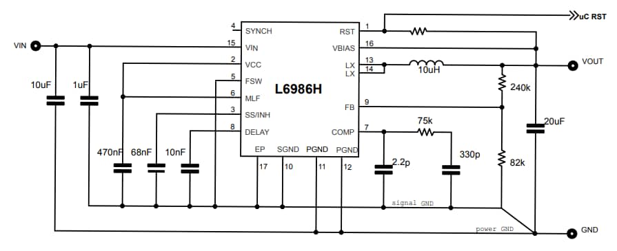 ブロック図 - STMicroelectronics L6986H同期降圧型スイッチング・レギュレータ