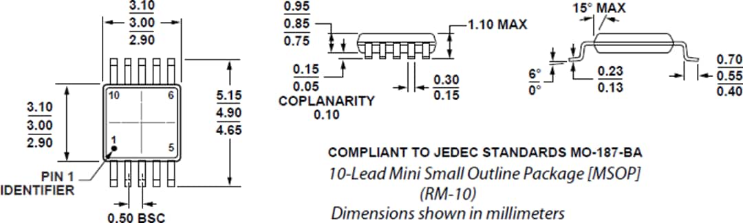 機械図面 - Analog Devices Inc. AD5600高温16ビットDAC