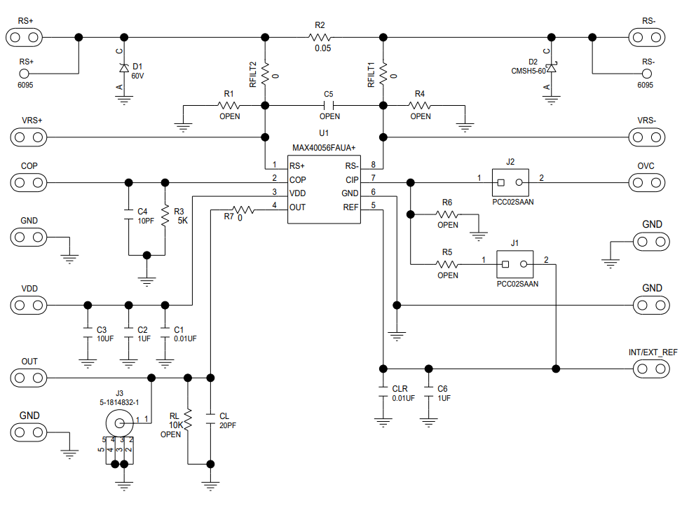 回路図 - Analog Devices / Maxim Integrated MAX40056評価キット