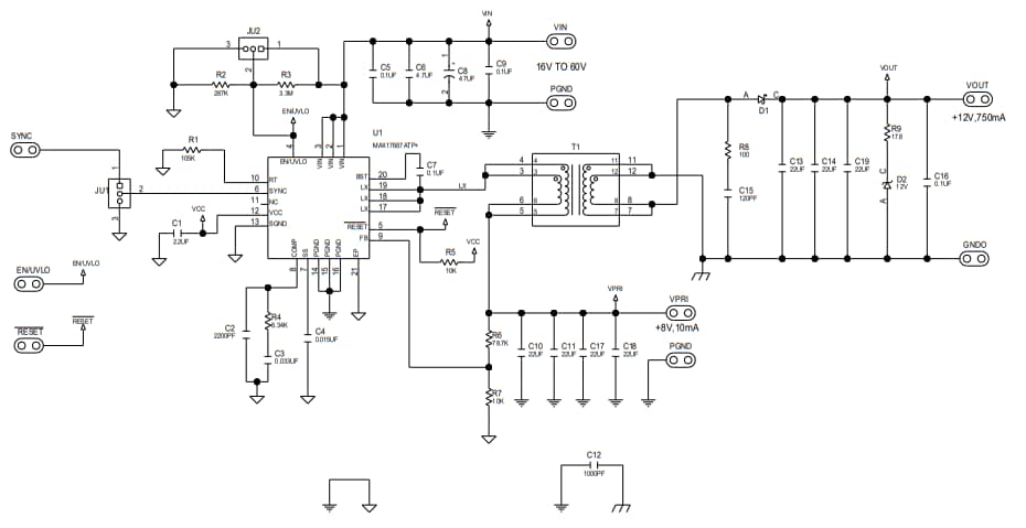 回路図 - Analog Devices / Maxim Integrated MAX17687評価キット