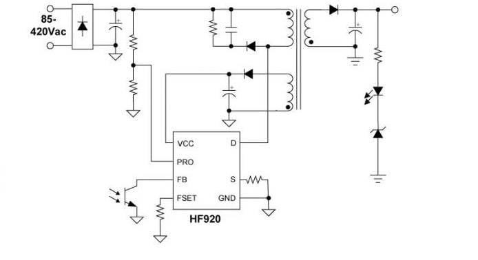 Application Circuit Diagram - Monolithic Power Systems (MPS) HF920 Flyback Regulators