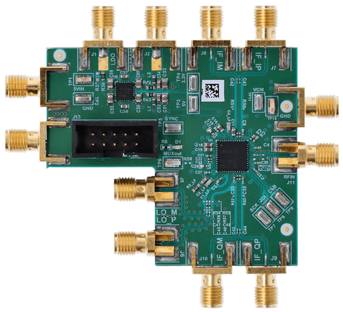 機械図面 - Texas Instruments LMX8410LEVM I/QデモジュレータEVM