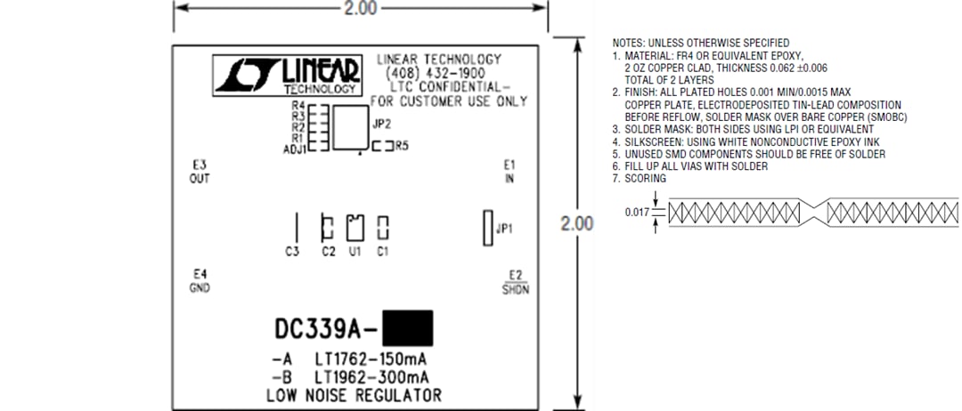 機械図面 - Analog Devices Inc. DC339A-A & DC339A-Bデモ回路ボード
