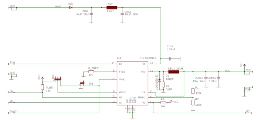 回路図 - Infineon Technologies TLF50281ELデモボード