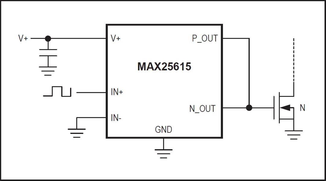 アプリケーション回路図 - Analog Devices / Maxim Integrated MAX25615高速MOSFETドライバ