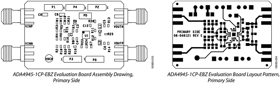 機械図面 - Analog Devices Inc. ADA4945-1CP-EBZアンプ評価ボード