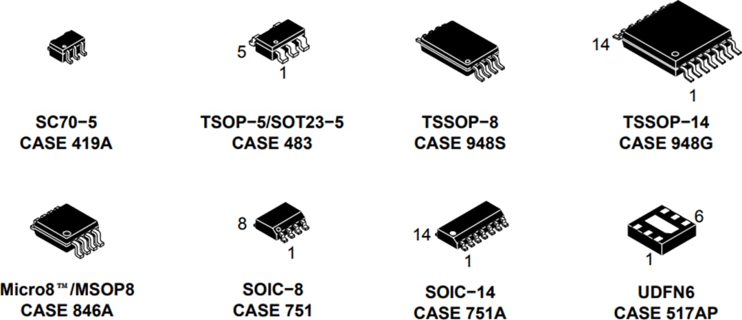 機械図面 - onsemi NCx2008xオペレーショナルアンプ