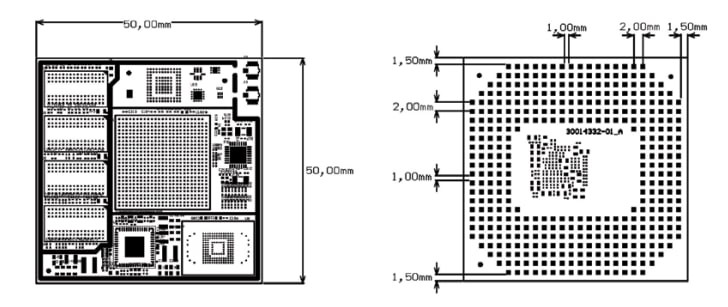 機械図面 - Digi ConnectCore® 6システムオンモジュール