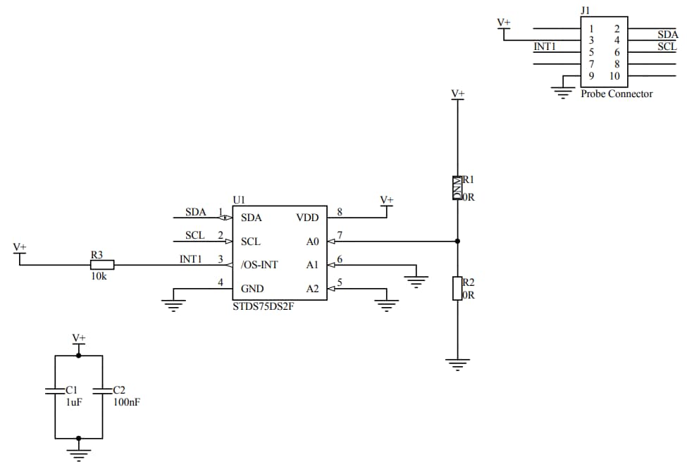 回路図 - STMicroelectronics STEVAL-MKI204V1K温度プローブキット