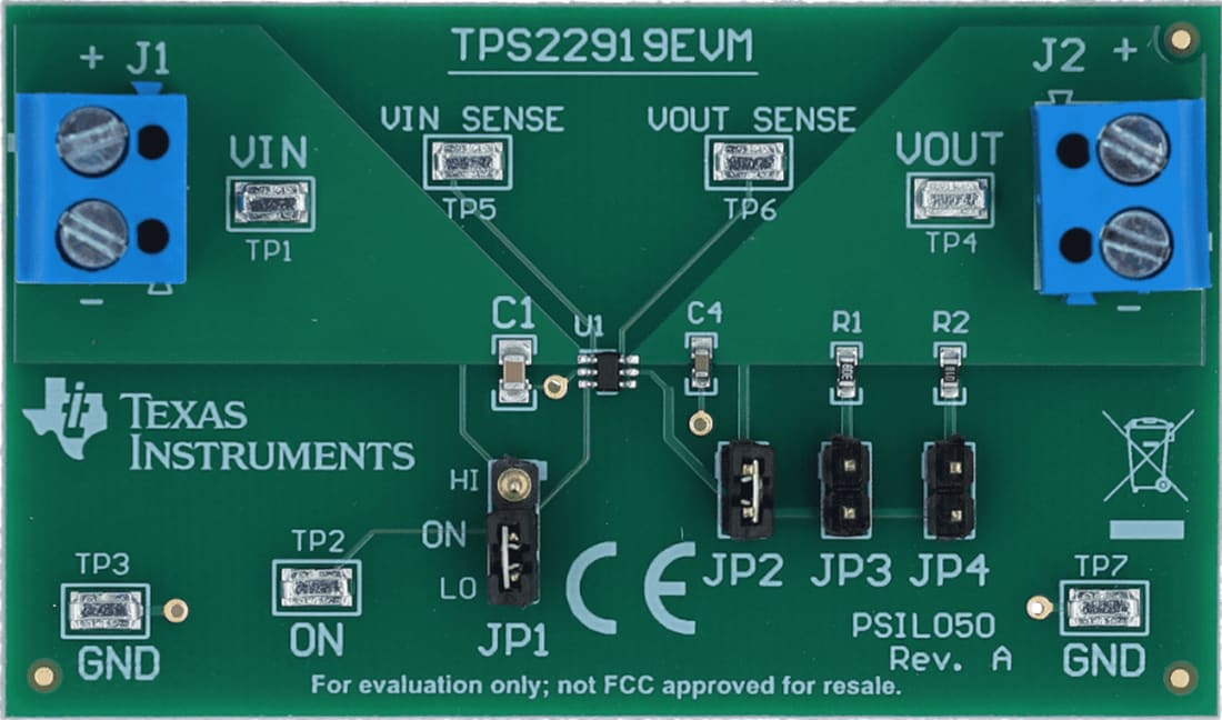 ブロック図 - Texas Instruments TPS22919EVM負荷スイッチ評価モジュール（EVM）