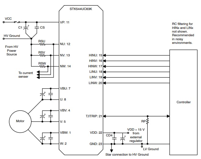 回路図 - onsemi STK544UC63K-Eインテリジェントパワーモジュール（IPM）